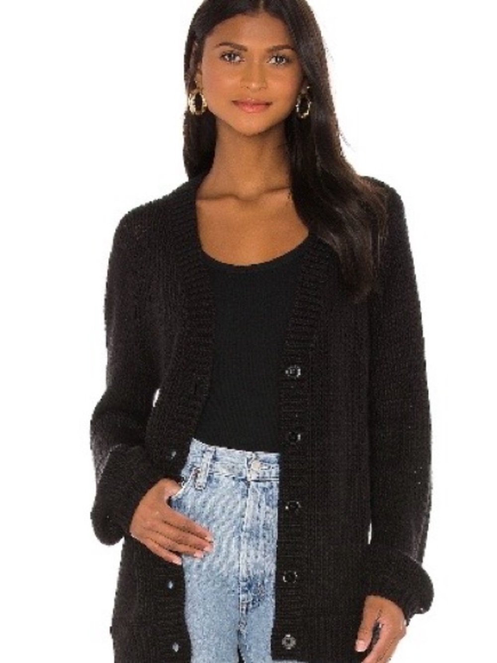 Lovers and Friends Cozy Black Button-Front Women's Cardigan Sweater